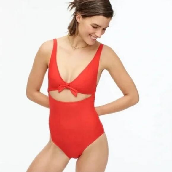 NWT J. Crew Tie-Front Cutout One-Piece Swimsuit Size 10